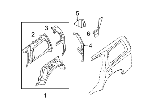 2006 Infiniti QX56 Inner Structure - Quarter Panel Protector-Rear Wheel House RH Diagram for 76748-7S600