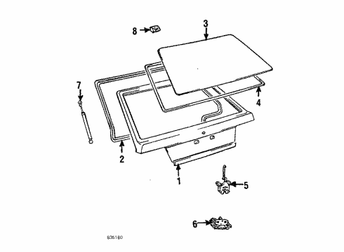 1986 Toyota Tercel Lift Gate Cylinder & Keys Diagram for 69055-16170