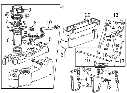 2012 GMC Sierra 3500 HD Emission Components Tank Asm-Emission Reduction Fluid Diagram for 23125858