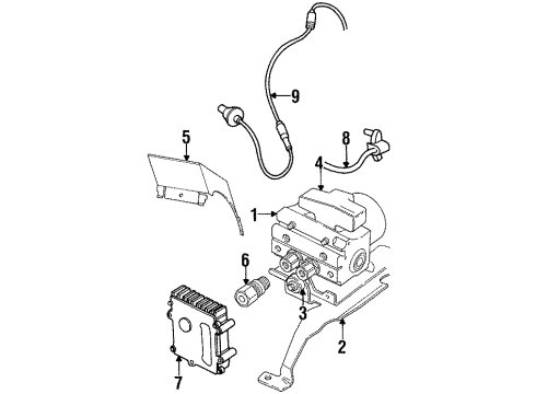 1998 Chrysler Sebring ABS Components Anti-Lock Brake System Diagram for 4671368AC