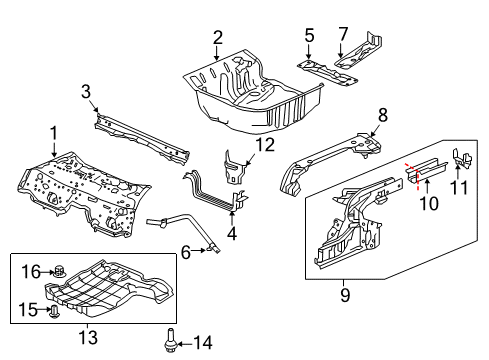 2017 Honda HR-V Rear Body - Floor & Rails Floor, Middle Diagram for 65530-T7W-A00ZZ