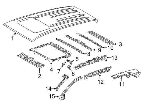 2019 Toyota RAV4 Roof & Components Rear Header Diagram for 63104-0R040