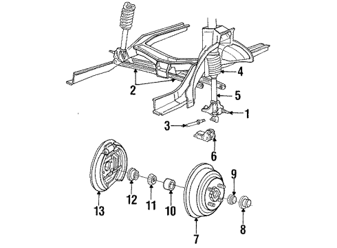 1994 Ford Tempo Rear Brakes Strut Diagram for 5U2Z-18V125-VH