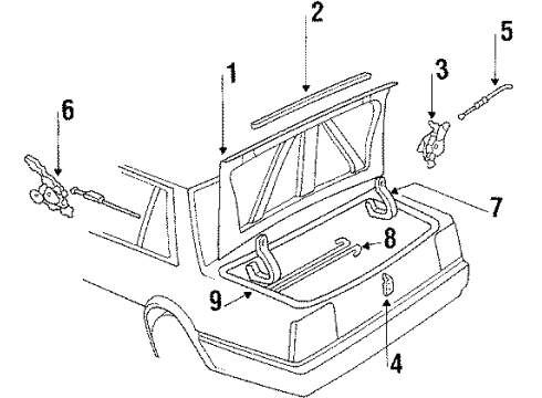 1984 Nissan Stanza Trunk Lid Handle Back Door Diagram for 84640-D1200