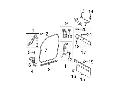 2011 Toyota Tundra Interior Trim - Cab Upper Pillar Trim Diagram for 62510-0C050-E1