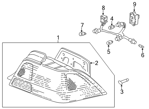 1998 Acura RL Tail Lamps Lamp Unit, Driver Side Tail Diagram for 33551-SZ3-A01