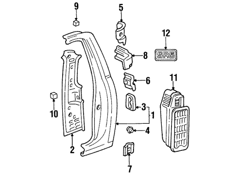 1993 Toyota T100 Side Panel & Components Pad, Noise Shutter Diagram for 61824-12110