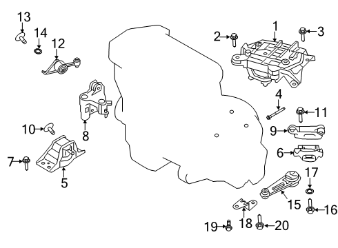 2019 Nissan NV200 Engine & Trans Mounting Engine Mounting Support, Left Diagram for 11254-9SC0A
