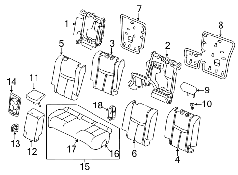 2018 Nissan Rogue Second Row Seats Holder Assy-Headrest, Lock Diagram for 88602-4BA1B