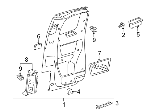 2016 Toyota Tacoma Interior Trim - Rear Door Hole Cover Diagram for 62521-04060-C0