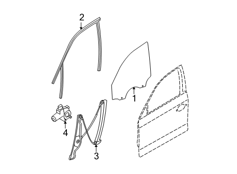 2008 BMW M3 Front Door Window Guide, Right Front Door Diagram for 51337060242