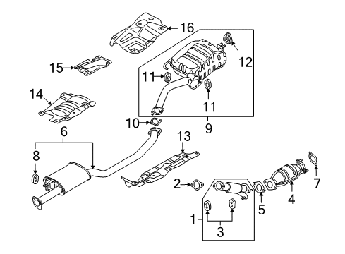 2012 Hyundai Santa Fe Exhaust Components Rear Muffler Assembly Diagram for 28710-1U100