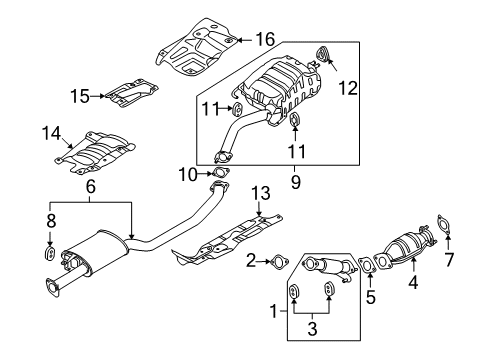 2012 Hyundai Santa Fe Exhaust Components Center Exhaust Pipe Diagram for 28650-1U300