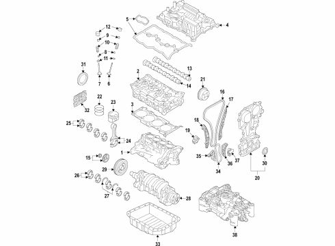 2018 Kia Sorento Engine Parts, Mounts, Cylinder Head & Valves, Camshaft & Timing, Variable Valve Timing, Oil Cooler, Oil Pan, Oil Pump, Balance Shafts, Crankshaft & Bearings, Pistons, Rings & Bearings Piston & Pin & Snap Diagram for 234102G470