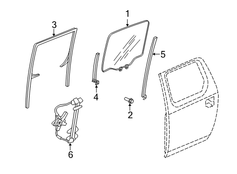 2008 Honda Ridgeline Rear Door Sash, L. RR. Door Center (Lower) Diagram for 72770-SJC-A01