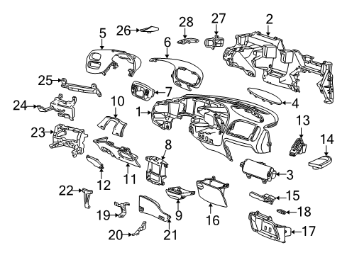 2004 Ford F-150 Heritage Instrument Panel Mount Bracket Diagram for YL3Z-15044F80-AA