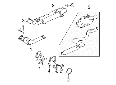 2008 Chevrolet HHR Exhaust Components Converter & Pipe Diagram for 22939745