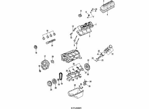 1988 Pontiac Fiero Engine Parts, Mounts, Cylinder Head & Valves, Camshaft & Timing, Oil Pan, Oil Pump, Crankshaft & Bearings, Pistons, Rings & Bearings Pan Asm-Oil Diagram for 10044674