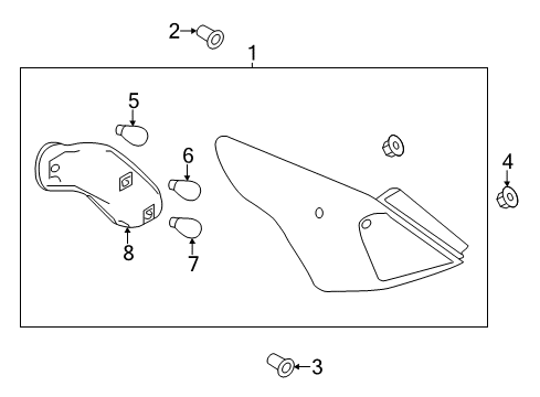 2015 Nissan Versa Bulbs Rear Combination Lamp Socket Assembly, Left Diagram for 26556-3AW0A