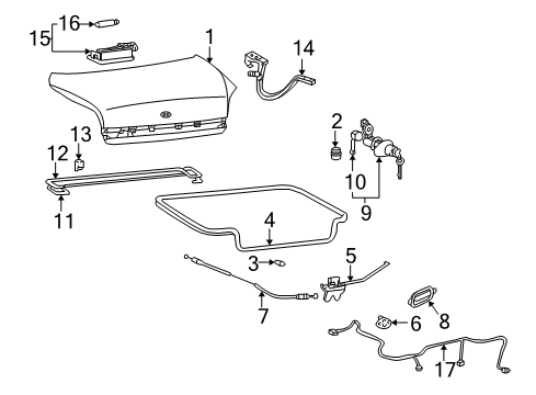 2004 Hyundai Sonata Trunk Lid Trunk Lid Latch And Opener Assembly Diagram for 81230-3D010
