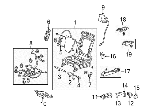 2010 Acura ZDX Power Seats Frame, Left Front Diagram for 81526-SZN-A52