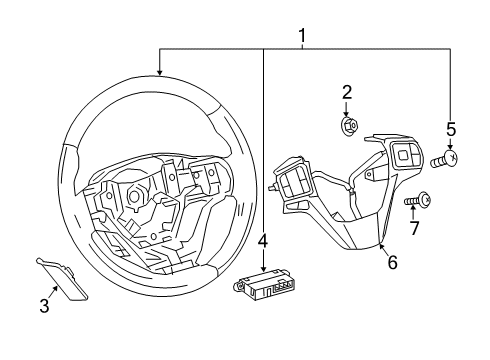 2015 Toyota Sienna Steering Column & Wheel, Steering Gear & Linkage Audio Switch Diagram for 84250-08090