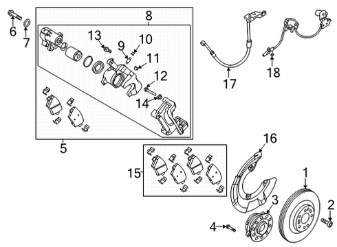 2021 Genesis G80 Brake Components Bolt Diagram for 51735-C1100