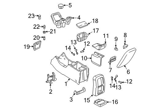 2006 Ford Expedition Floor Console Cup Holder Diagram for 2L1Z-7813562-AAB