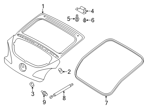 2014 Hyundai Veloster Lift Gate Weatherstrip-Tail Gate Opening Diagram for 87321-2V000