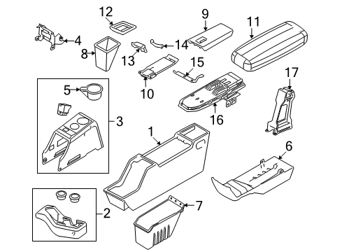 2008 Ford Ranger Console Panel Cover Diagram for 1L5Z-98060A72-AAA