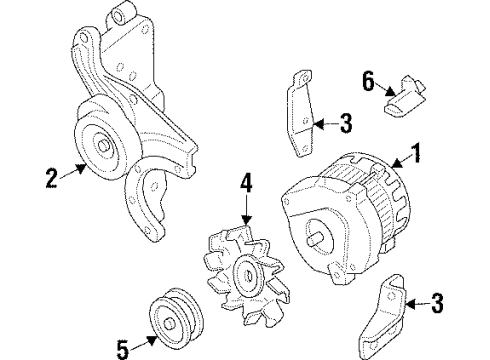 1990 Chevrolet Beretta Alternator Pulley Diagram for 10498446