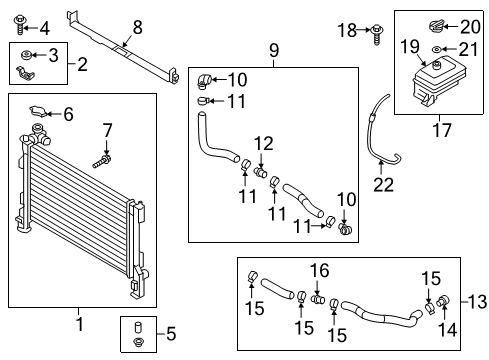 2018 Hyundai Sonata Radiator & Components Reservoir Assembly- Radiator Diagram for 25431-C1100