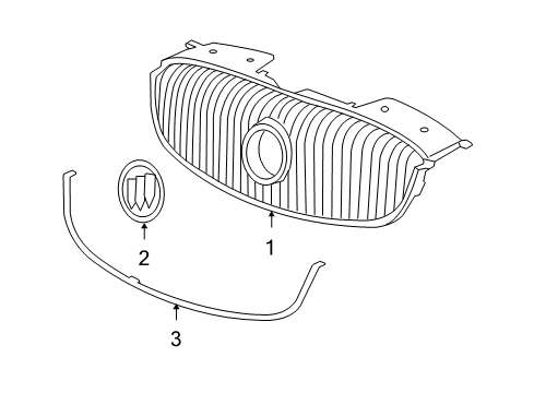 2006 Buick Lucerne Grille & Components Emblem Diagram for 25759434