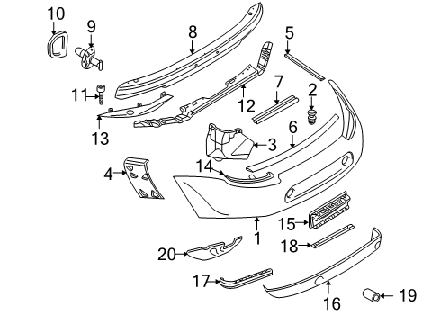 2003 BMW Z8 Rear Bumper Gasket Diagram for 51127037668