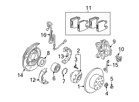 2009 Lexus SC430 Anti-Lock Brakes Sensor, Speed, Front LH Diagram for 89543-30160
