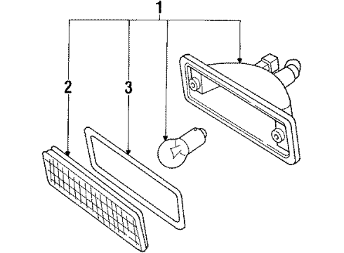 1984 Nissan Sentra Signal Lamps Lens Front Turn LH Diagram for 26136-11A00