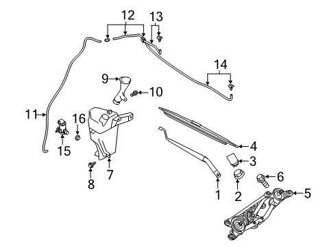 2018 Nissan Kicks Wiper & Washer Components Motor Assy-Rear Window Wiper Diagram for 28710-5RB0A