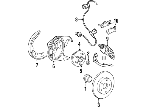 1998 Chrysler Sebring Brake Components Sensor-Anti-Lock Brakes Diagram for 4509807AD