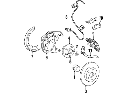 1996 Chrysler Sebring Rear Brakes Plate Diagram for 4856693