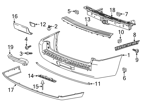 2018 Cadillac Escalade Rear Bumper Lower Bracket Diagram for 22960925