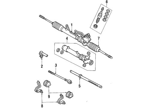 1991 Toyota Corolla Steering Column & Wheel, Steering Gear & Linkage Power Steering Gear Assembly(For Rack & Pinion) Diagram for 44250-12191