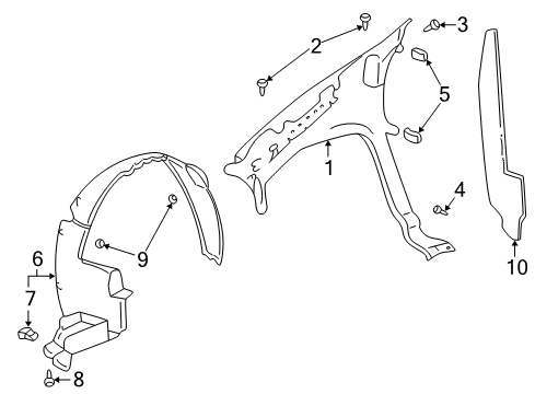 2006 Buick Rendezvous Fender & Components Liner Asm-Front Wheelhouse Diagram for 10317707