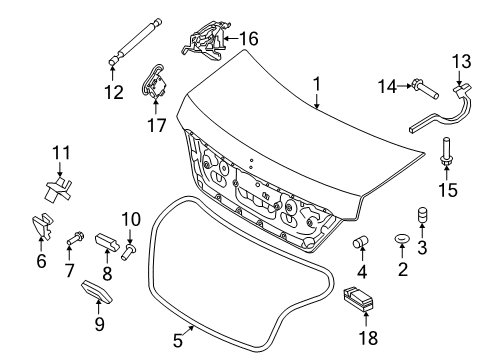 2011 Hyundai Equus Trunk Trunk Lid Latch And Handle Assembly Diagram for 81230-3M000