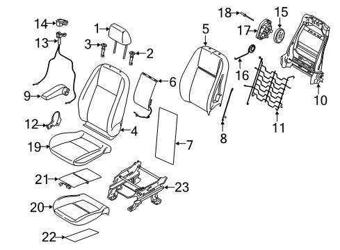 2018 Ford Transit Connect Front Seat Components Seat Cushion Pad Diagram for AM5Z-58632A23-B
