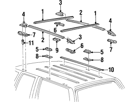 1999 Chevrolet Tahoe Luggage Carrier, Gate & Hardware Tail Lamp Assembly Nut Diagram for 11609842