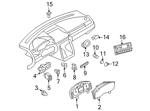 2005 Mercury Montego A/C & Heater Control Units Headlamp Switch Diagram for 5G1Z-11654-FAA