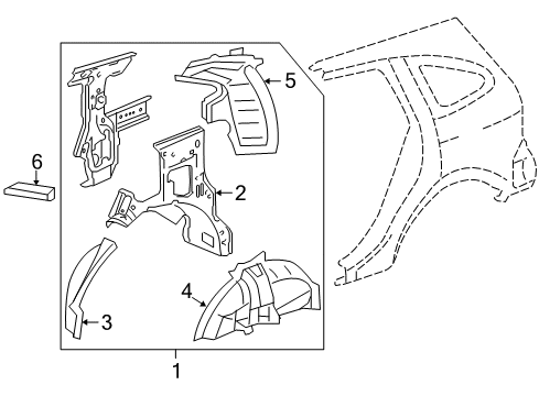 2007 Honda CR-V Inner Structure - Quarter Panel Panel, L. RR. Inside Diagram for 64701-SWA-A00ZZ
