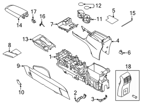 2021 Ford Bronco Sport Center Console Cup Holder Insert Diagram for JX7Z-5813562-CB