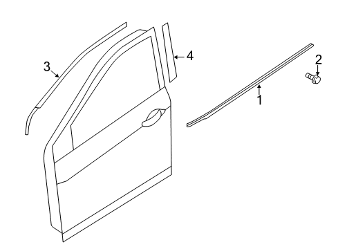 2017 Hyundai Elantra GT Exterior Trim - Front Door Weatherstrip Assembly-Front Door Belt Outside LH Diagram for 82210-A5010