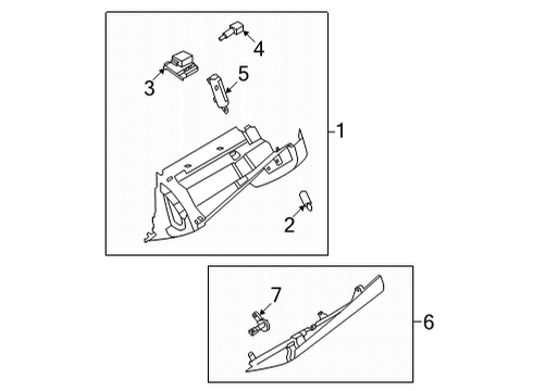 2021 Nissan Rogue Glove Box Housing Assy-Glove Box Lamp Diagram for 26479-6RB0A